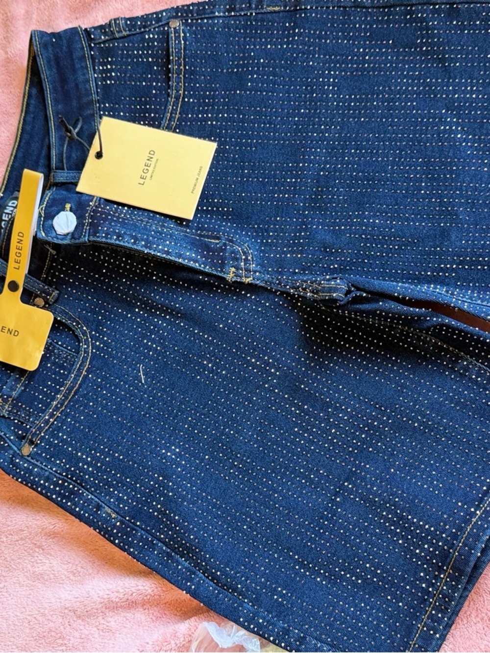 LEGEND Women's Blue Studded Jean Shorts